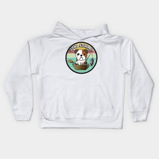 Cute english bulldog has gone fishing Kids Hoodie